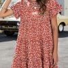 Animal Print Ruffle Sleeve Mini Dress