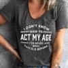 Letter Casual V Neck Short Sleeve T-Shirt