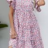 Animal Print Ruffle Sleeve Mini Dress