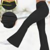 Plain Casual Loose High Waisted Crossover Stretchy Knit Denim Casual Flare Pants
