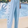 Buttoned Linen Loose Plain Pants